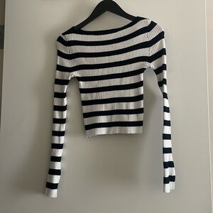 Free People Navy and White Striped Sweater